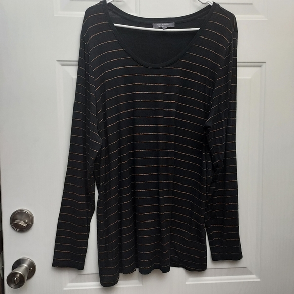 Lisa Rinna Collection Tops - ⚡Lisa Rinna Collection Plus Stripes Black and Orange Modest Long Sleeve, Size 1X
